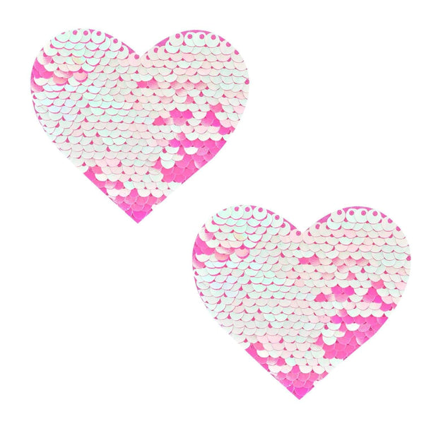 Aurora Pink Flip Sequin I Heart U Nipple Cover Pasties