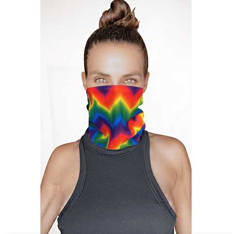 Rainbow Trippin' Multicolor Blacklight Sexy Necksie Face Covering