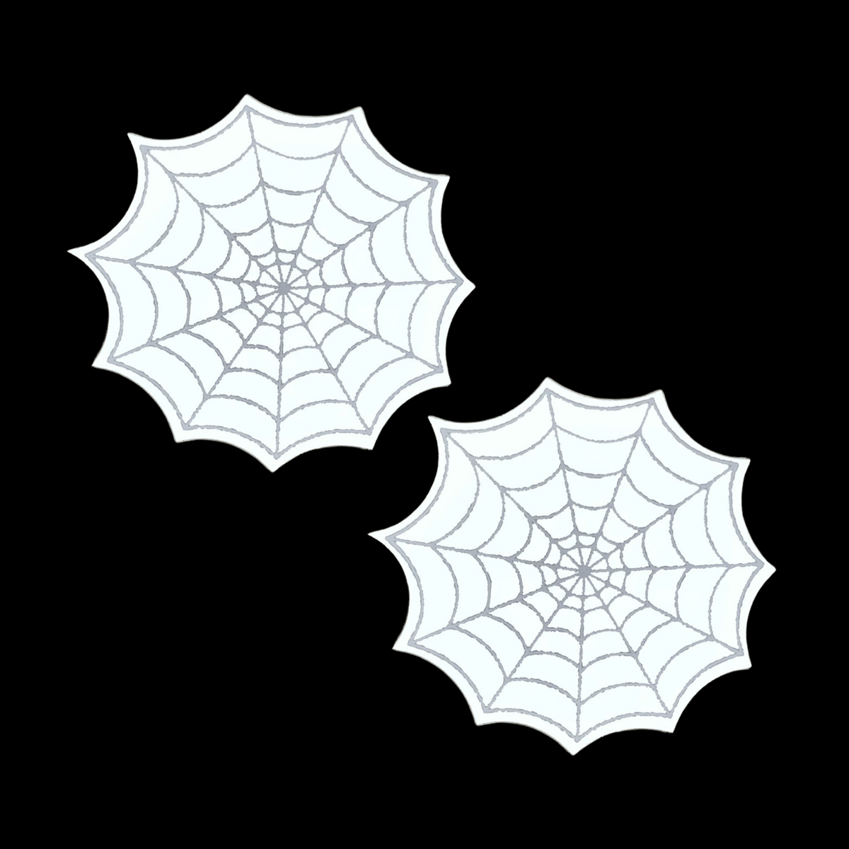 Standalone product shot of the reflective spider web nipple pasties