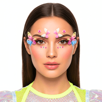 Pretty 3D butterfly face sticker in pink and purple with crystal accents