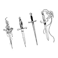 Black dagger large temporary tattoos shown on a clean background