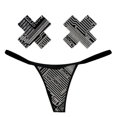 GEO Madness Reflective Pastie and Pantie Lingerie Set