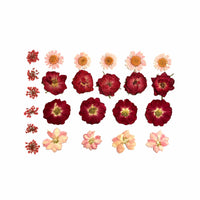 Red and pink real pressed flower face and body stickers for a harvest moon