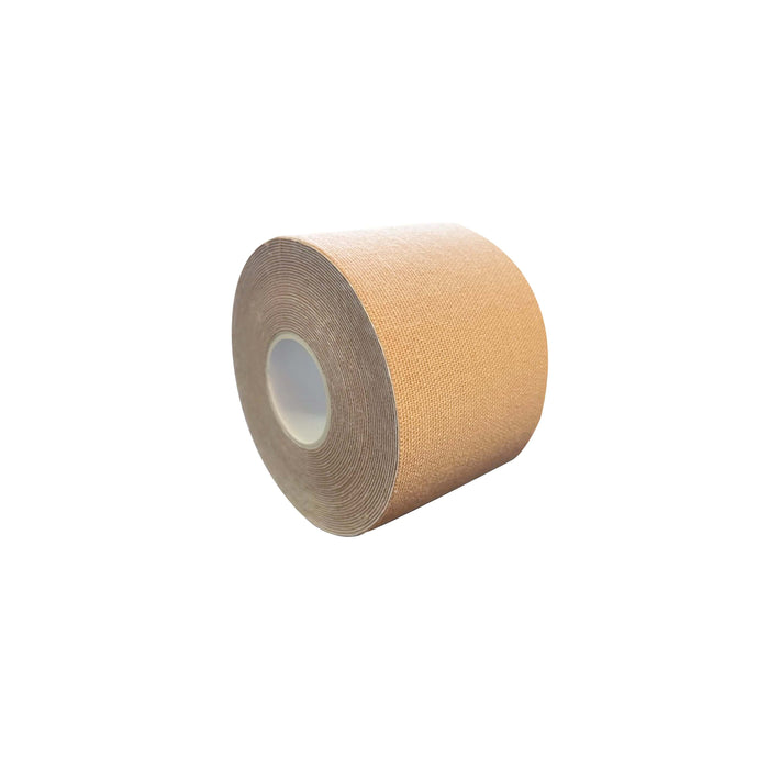 A roll of beige-colored hypoallergenic BooB Tape, designed for lift and coverage.