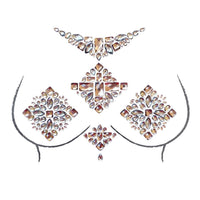 Bronze crystal jewel sticker crop top with gladiator style shown on a clean background