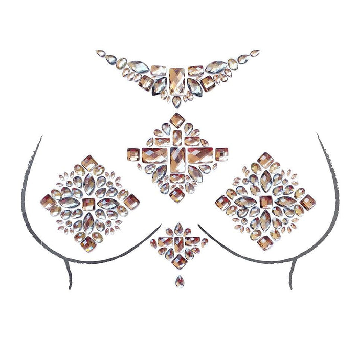 Bronze crystal jewel sticker crop top with gladiator style shown on a clean background