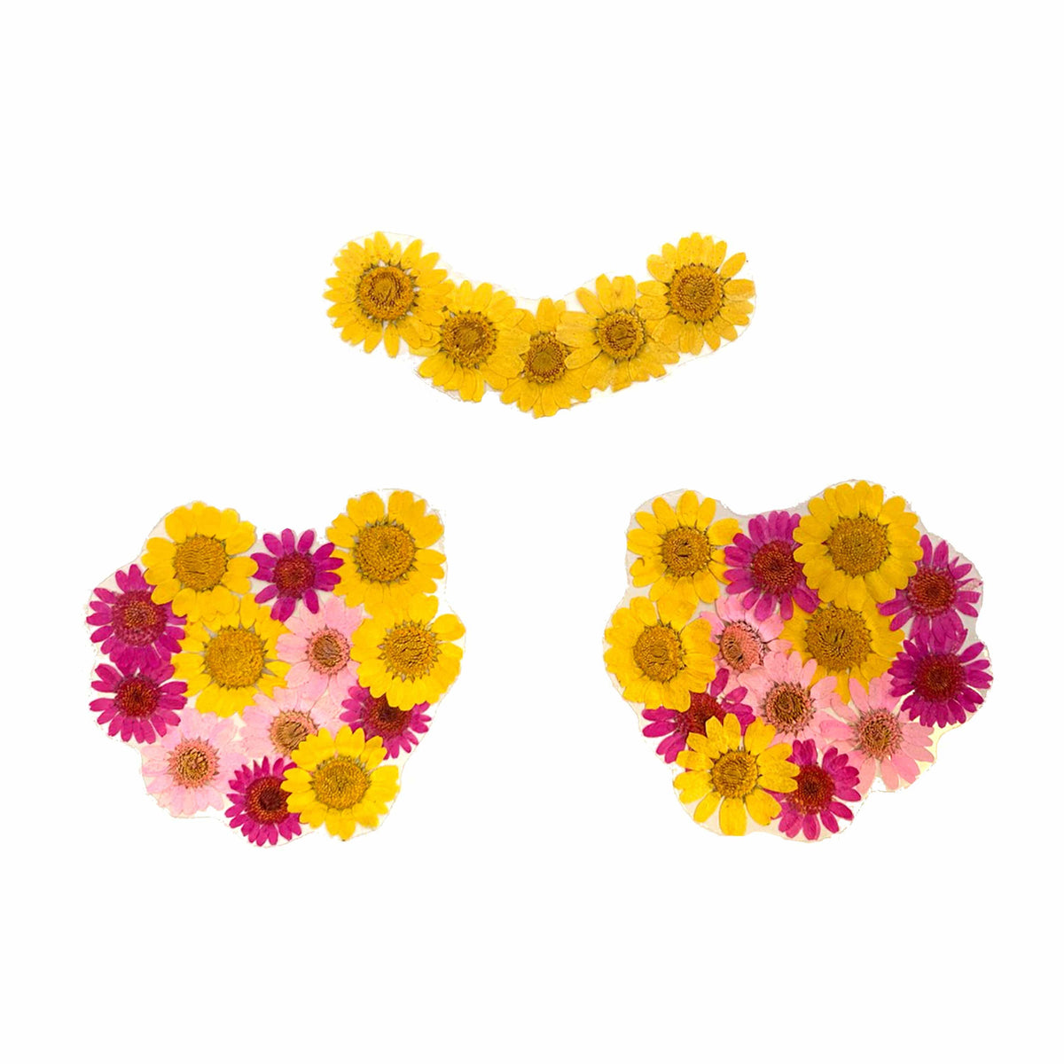 Alternate view of the yellow real dried pressed flower nipple pasties