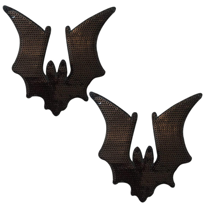 Black sequin large bat nipple pasties with sparkling sequin wings