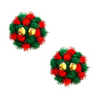 Alternate view of red and green pom pom bell reusable silicone pasties showing the full shape
