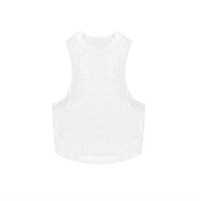 Relaxed white cotton crop tank top with deep cut sides for hot days
