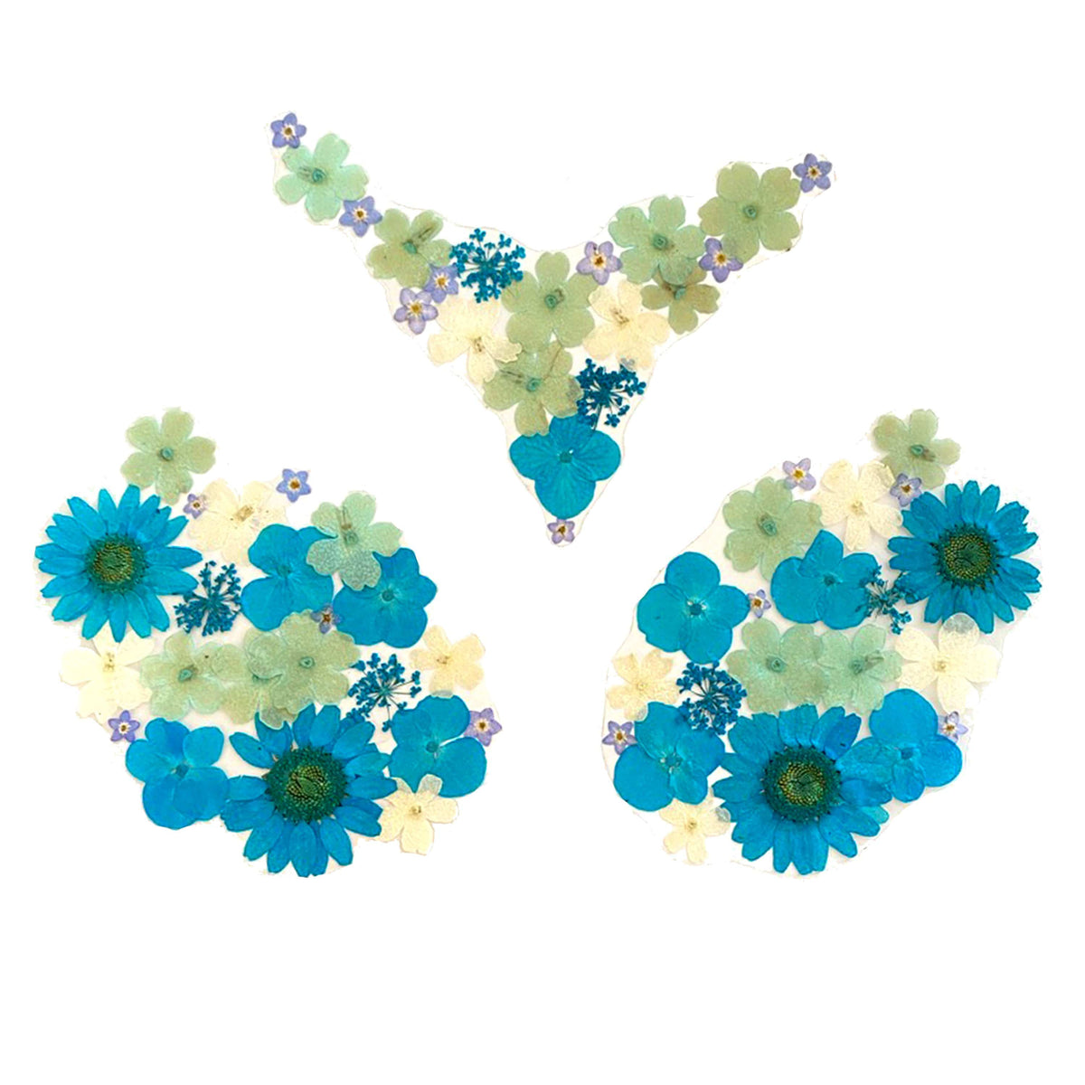 Alternate view of the blue real dried pressed flower nipple pasties