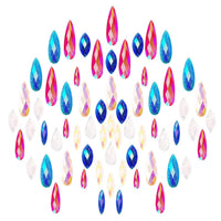 Standalone view of teal iridescent crystal face stickers ready to wear with no glue