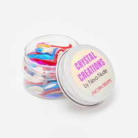 Product shot of teal iridescent crystal face stickers with dazzling crystal clusters