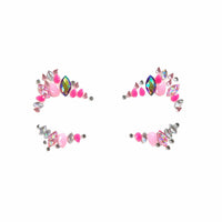 Pink and white crystal face jewels that glow under blacklight for goddess glam