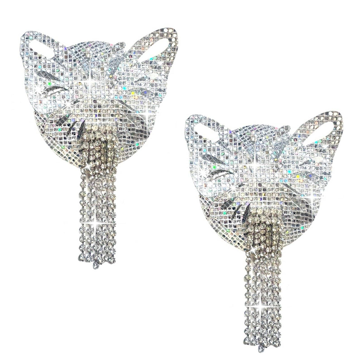 The holographic crystal butterfly silicone nipple pasties design with its colors and finish clearly visible