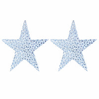 Silver crystal jewel star nipple pasties, showing the color, finish and shape of the design