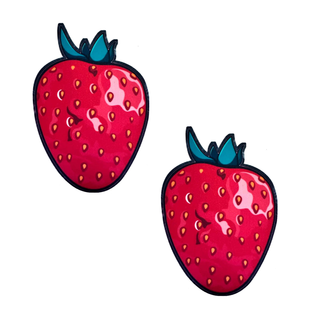 Red strawberry flavored edible nipple pasties for a sweet vanilla boudoir treat