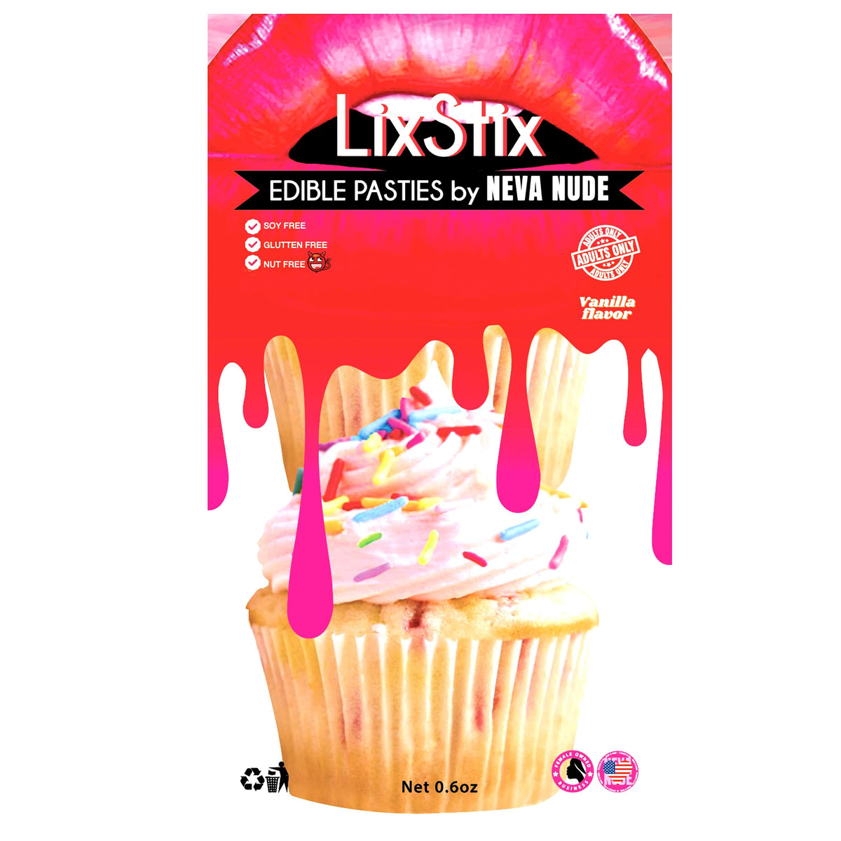 Cupcake shaped edible nipple covers with pastel frosting and vanilla flavor
