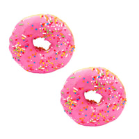 Vanilla flavored edible nipple pasties shaped like pink donuts with rainbow sprinkles