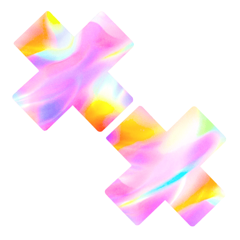 Unicorn Pastry Puff Tie Dye UV Iridescent X Nipple Covers - J Valentine Fabric