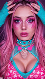 Raspberry Rushie Reflective Neon Pink UV Cosmetic Glitter Glitz Grenade Keychain in Aloe Gel
