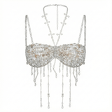 Aurora Clear Beaded Backless Carnival Top