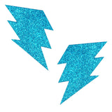 Bowie Blue Glitter Storm Surge Bolt Nipple Cover Pasties