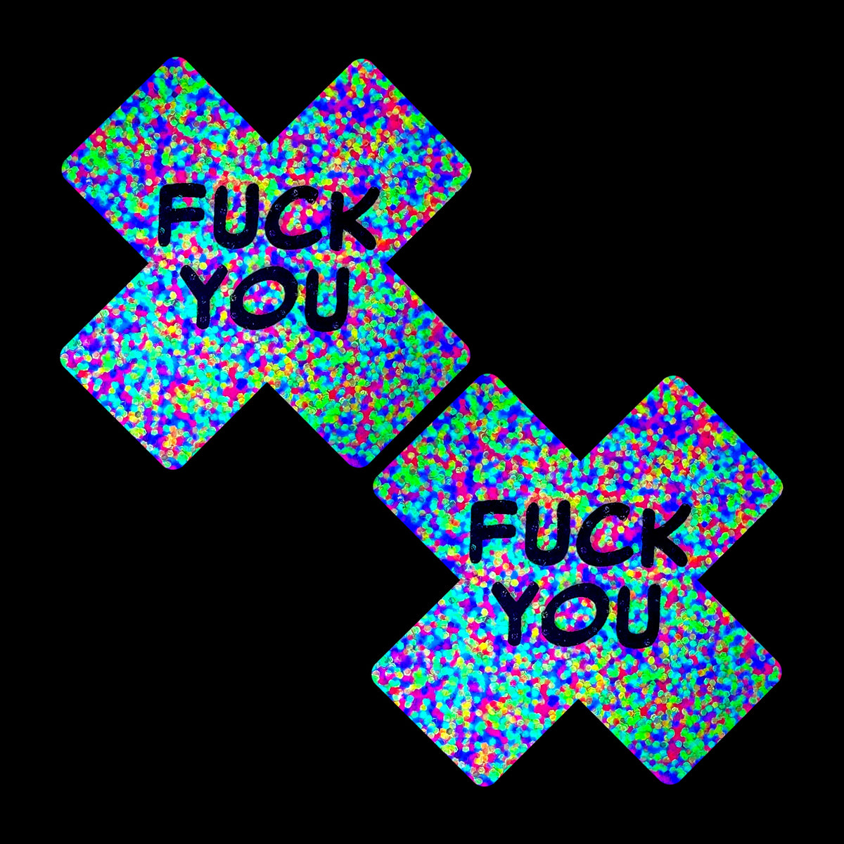 F*ck You Sprankles 3D Neon Blacklight X factor Nipple Cover Pasties