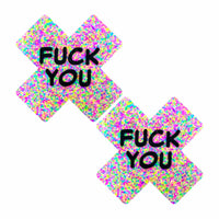 F*ck You Sprankles 3D Neon Blacklight X factor Nipple Cover Pasties