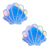 Purple Botton Candy Iridescent Blacklight  Mermaid Shell Nipple Cover Pasties