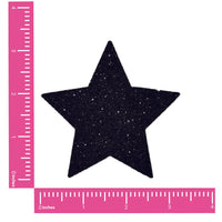 Black Glitter Star Nipple Pasties shown on their own with a sparkling glitter finish