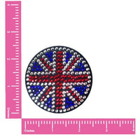 Front view of black Union Jack crystal reusable silicone pasties with the full design visible