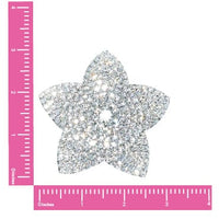 Standalone product shot of the silver crystal flower silicone nipple pasties