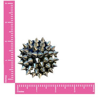 Front view of silver spike black pleather reusable silicone pasties with the full design visible