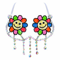 Daisy Delights Smiley Blacklight Crystal Carnival Bra