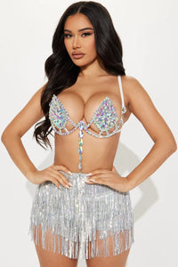 Frozen Iridescent Crystal Carnival Bra