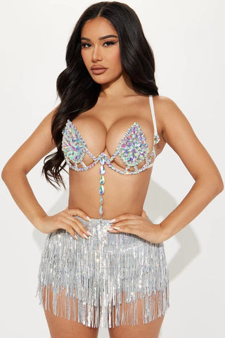 Frozen Iridescent Crystal Carnival Bra