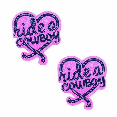 Ride A CowBoy Pink Glitter UV Nipple Cover Pasties