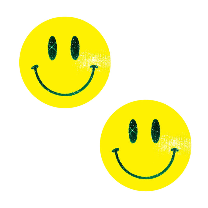 Radiant Rascal Neon Yellow Smiley Blacklight Nipple Cover Pasties