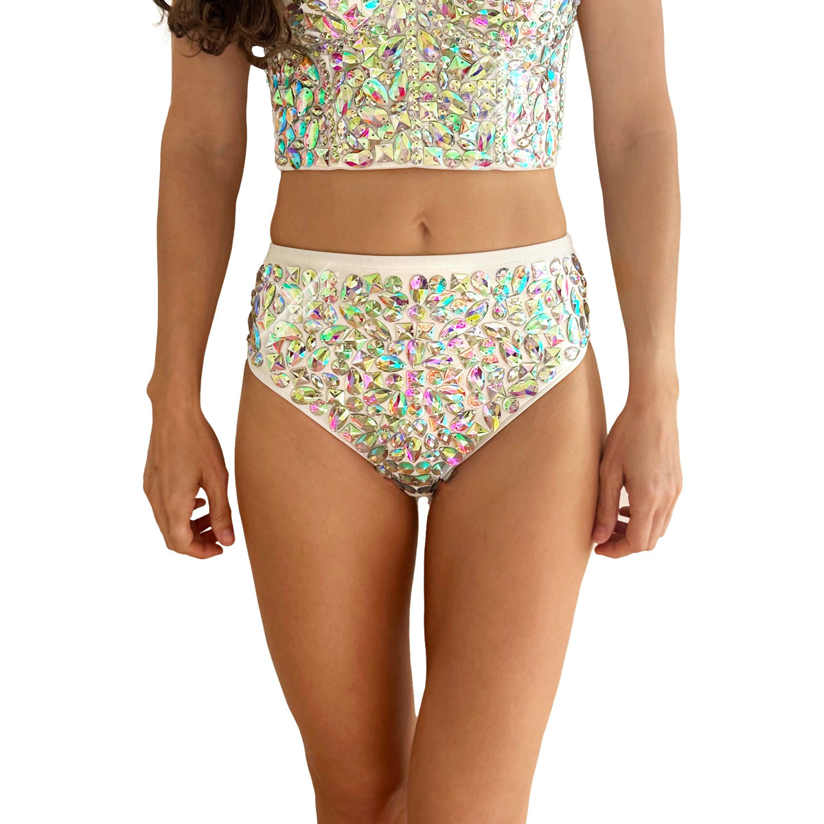 The Sparkling Diamond Iridescent Rhinestone High-Waisted Carnival Bottoms Up