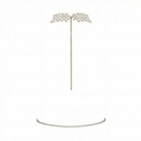 Pearl white backless crop top with opal shimmer for a showgirl glam look