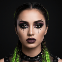 Sparkly black clown eye and tear design face sticker for a scary circus look