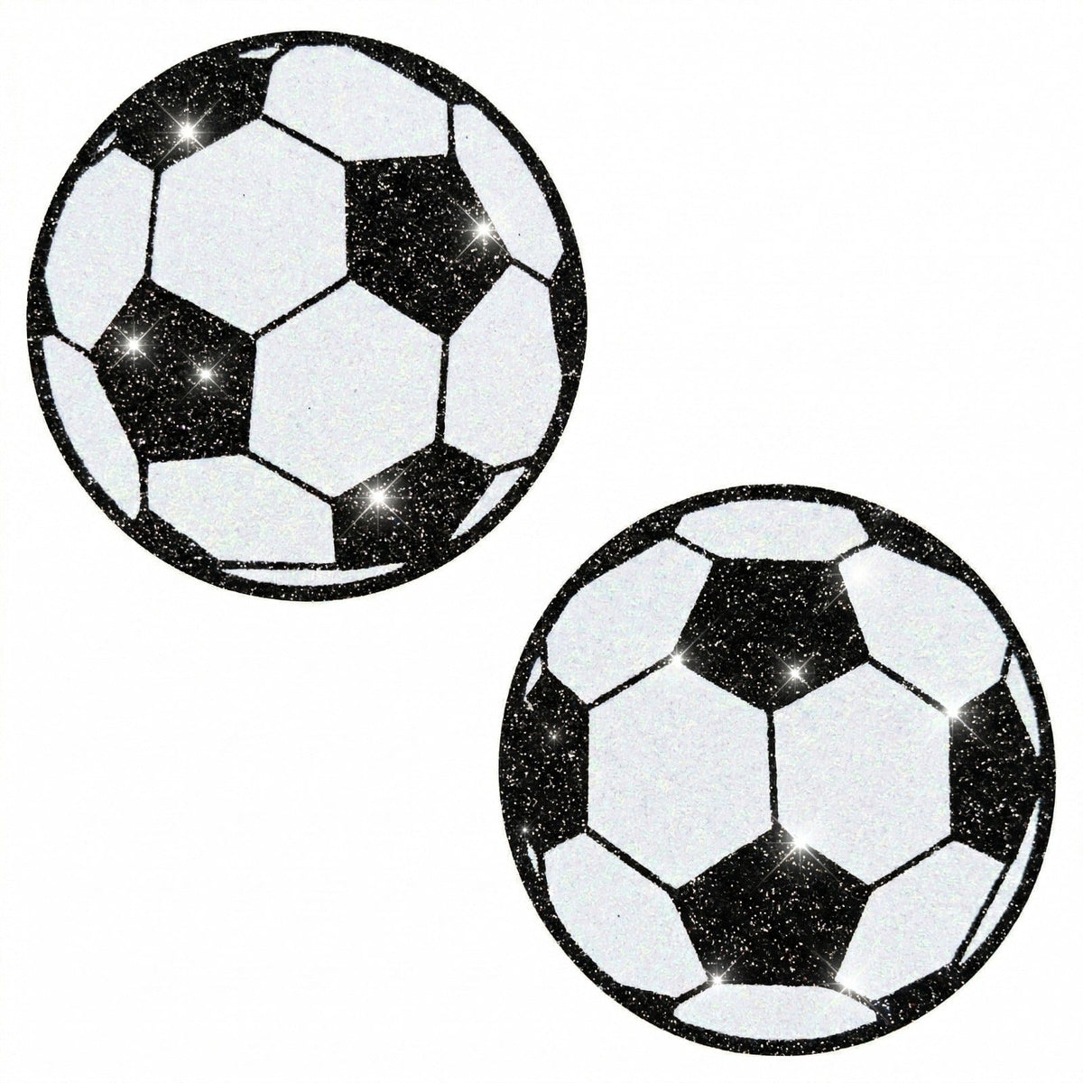 Black and white glitter soccer ball nipple pasties for a sporty game day look