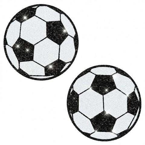Black Soccer Ball Glitter Nipple Cover Pasties