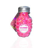 Raspberry Rushie Reflective Neon Pink UV Cosmetic Glitter Glitz Grenade Keychain in Aloe Gel