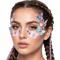 Butterfly crystal face stickers with shimmering iridescent jewels and wings