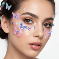 Three dimensional butterfly crystal face stickers with sparkling iridescent gems