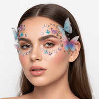 Pretty gem butterfly face stickers with shimmering iridescent crystal accents