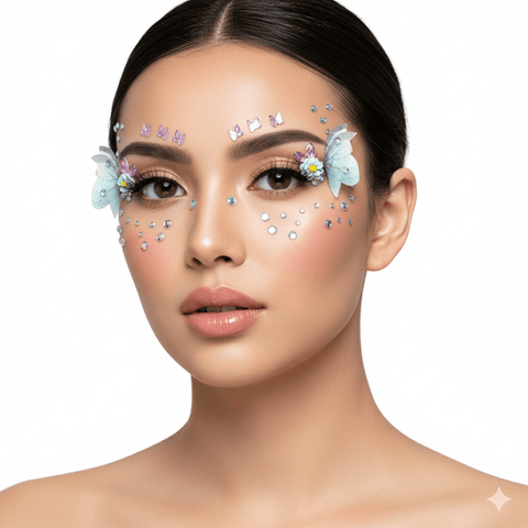 3D Butterfly Fairy Dots Crystal Face Stickers