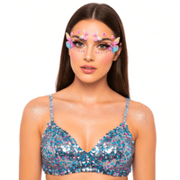 Pink and purple 3D butterfly face makeup stickers with shimmering crystals
